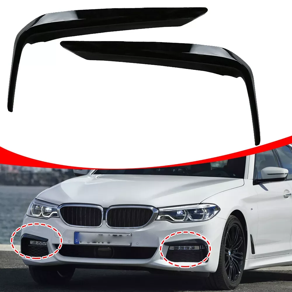 

Suitable For BMW 5 Series G30 G38 M Sport 2018 2019 2020 Bright Black Car Left Right Bumper Fog Lamp Eyelid Cover Decoration