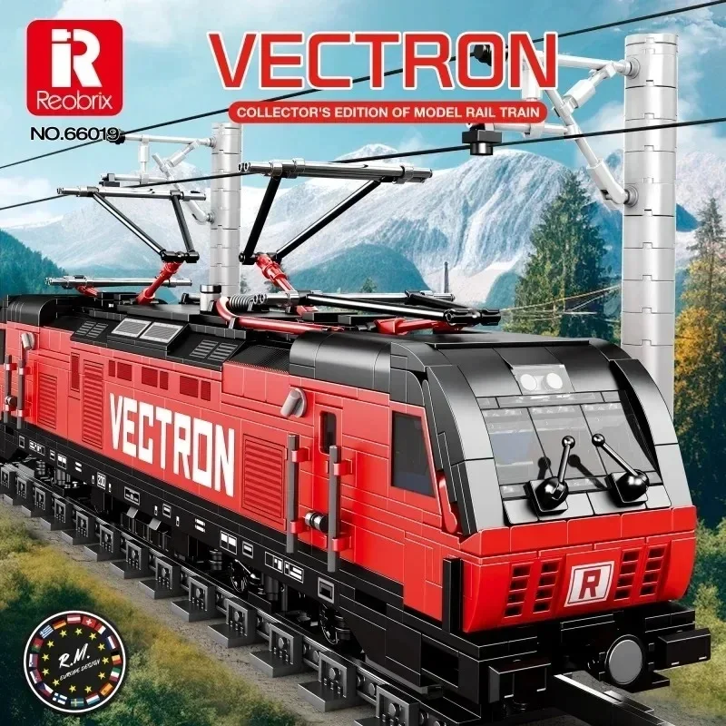 City Trains MOC 66019 Vectron European Electric Passenger Train Tramway Track Model 1889PCS Building Blocks Brick Toys for Gift