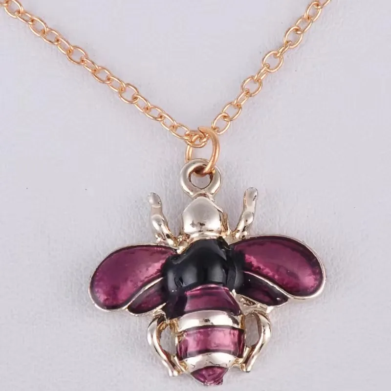 Enamel Hornet Wasp Ladybug Ladybird Beetle Bee Necklace Metal Choker Chain Pendant Necklace Fashion Costume Jewellery Boutique