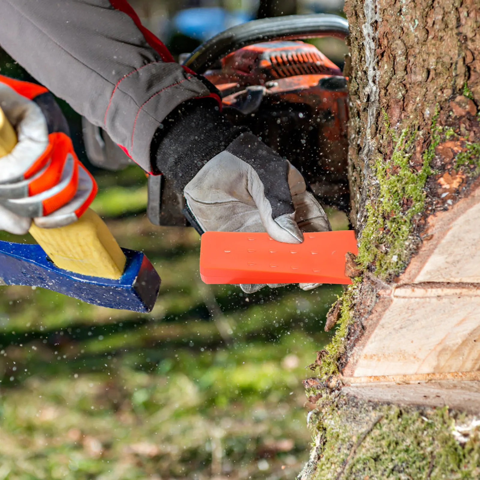 2Pcs Plastic Tree Felling Wedges Logging Tool Woodcutting Chocks with Raised Spikes for Cutting Direction Forestry