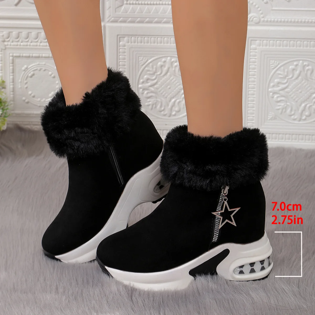 Ankle Boots Women's Winter Warm Plush Snow Boots Suede Leather Shoes Women's Comfortable Women's Shoes Platform Boots