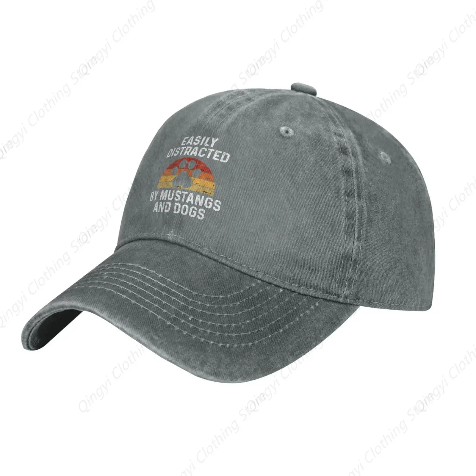 Easily Distracteds by Mustangs and Dogs Cap Women Baseball Caps Trendy Cap Gray