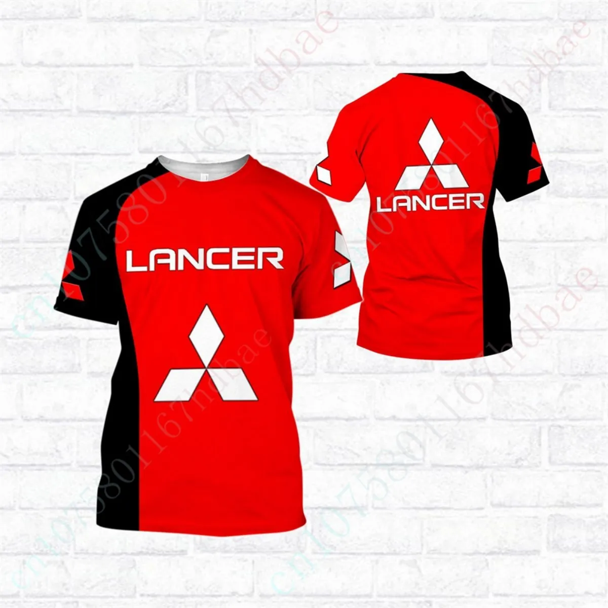 Mitsubishi casual T-shirt, Harajuku style, unisex, quick-drying short-sleeved, anime print, YK2 top.