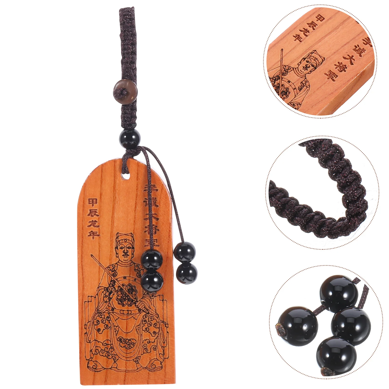 

Taisui Amulet Pendant Wooden Chinese Vintage Keychain Hanging Decor Charm Key Ring Ornament Taisui Pendant