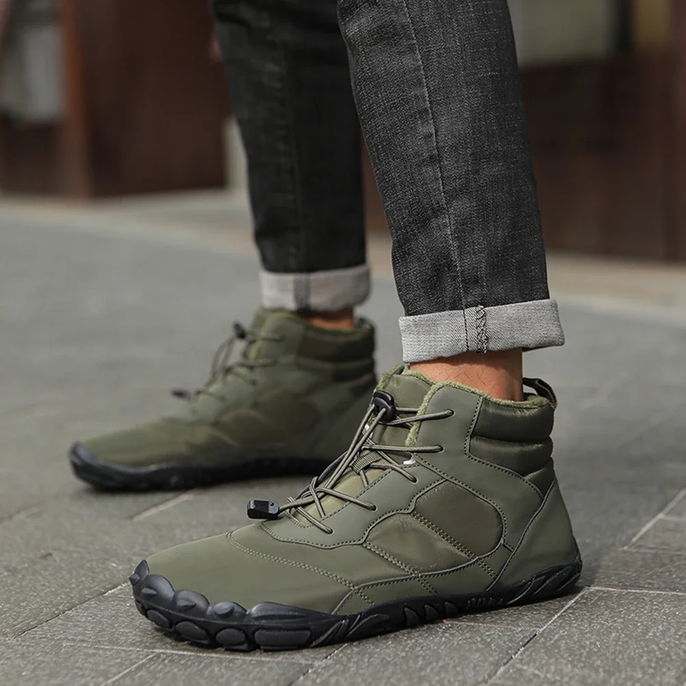 Scarpe da Trekking da donna da uomo scarpe leggere a piedi nudi stivali da neve foderati in pelliccia stivali da lavoro con assorbimento degli urti scarpe da ginnastica da Jogging calde invernali