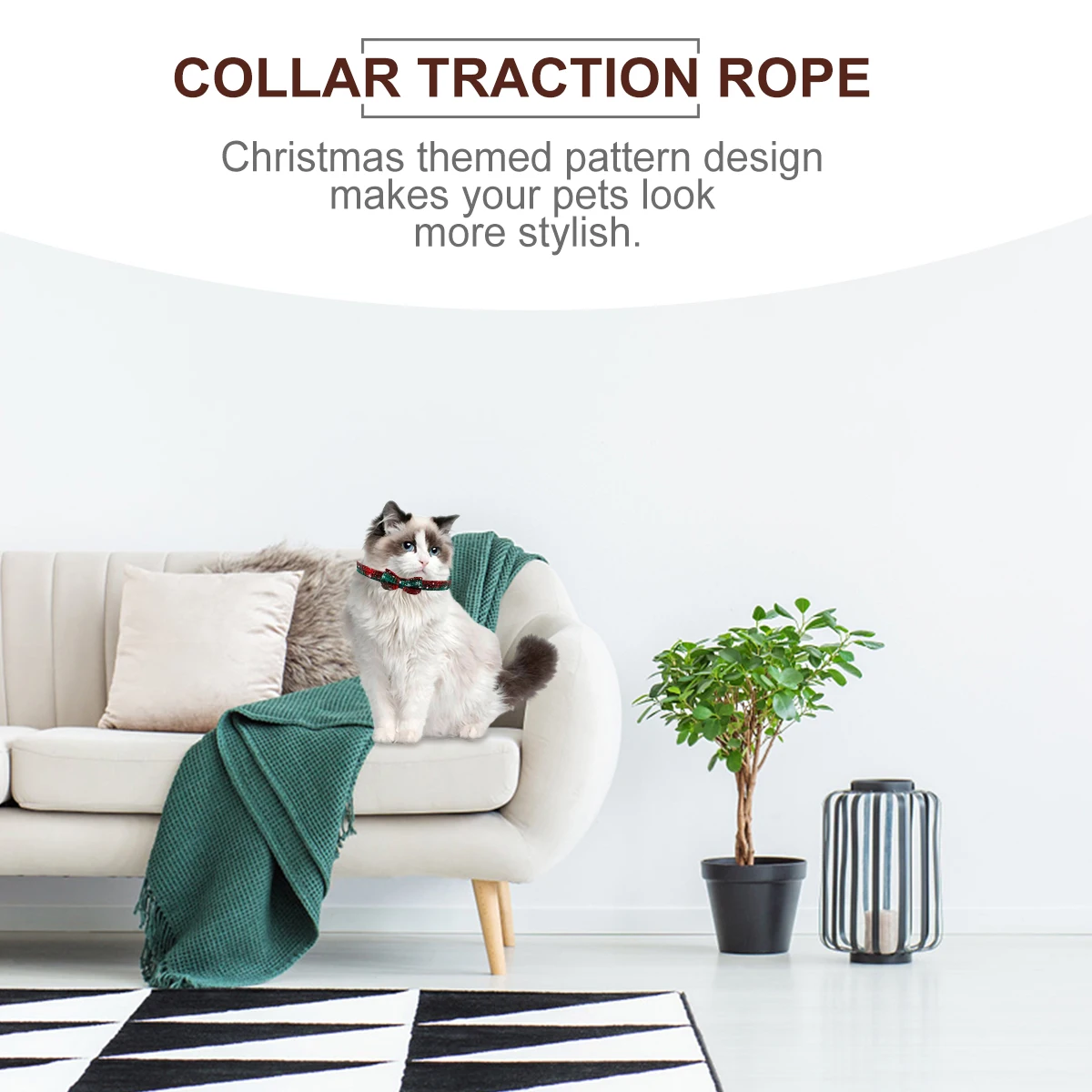 

2Pcs Christmas Dog Collar Leash Set Adjustable Bow Knot Stylish Xmas Pet Accessories Snowflake Pattern Dog Collar