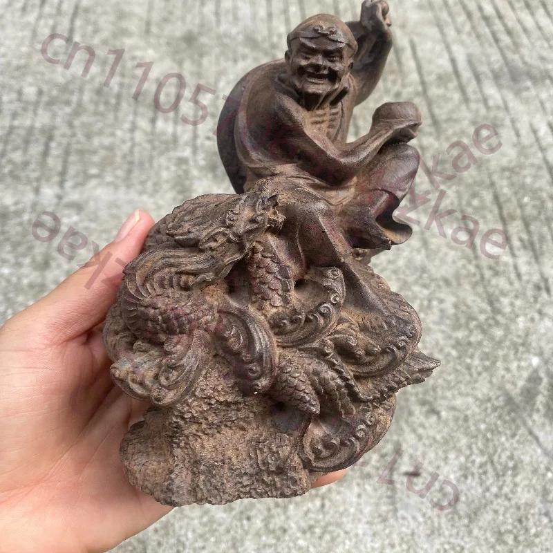 statue-d'arhat-en-bois-d'agar-sculptee-a-la-main-708-pouces-sculpture-de-lohan-vainquant-le-dragon-sculpture-en-bois-massif-decoration-de-salon