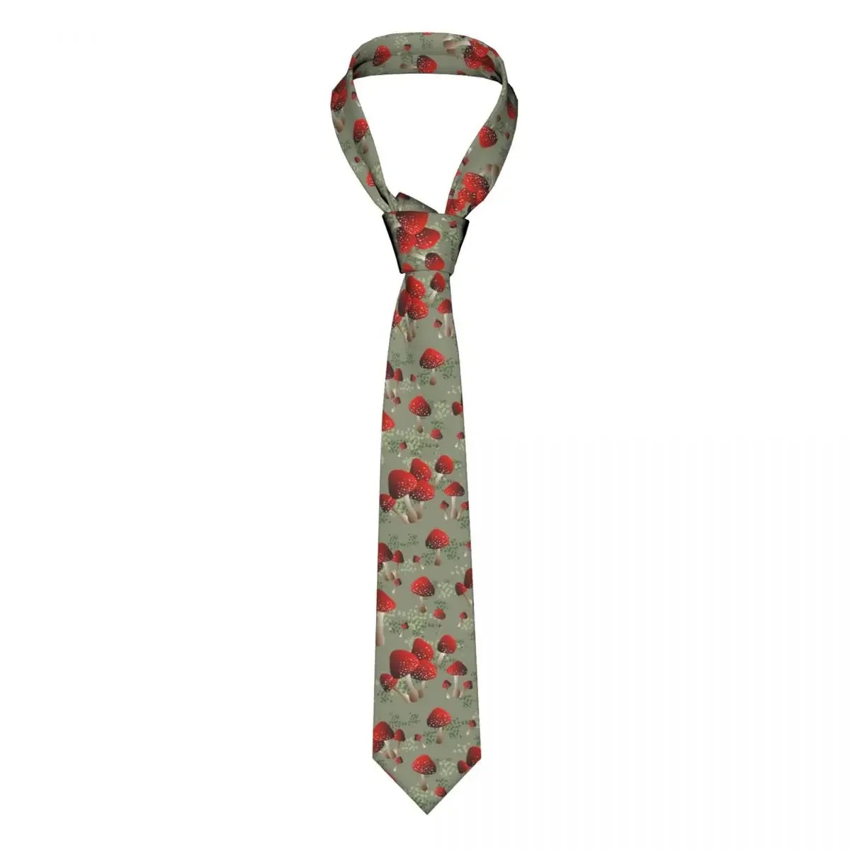 Mens Tie Slim Skinny Amanita Red Mushroom Pattern Necktie Fashion Free Style  for Party Wedding