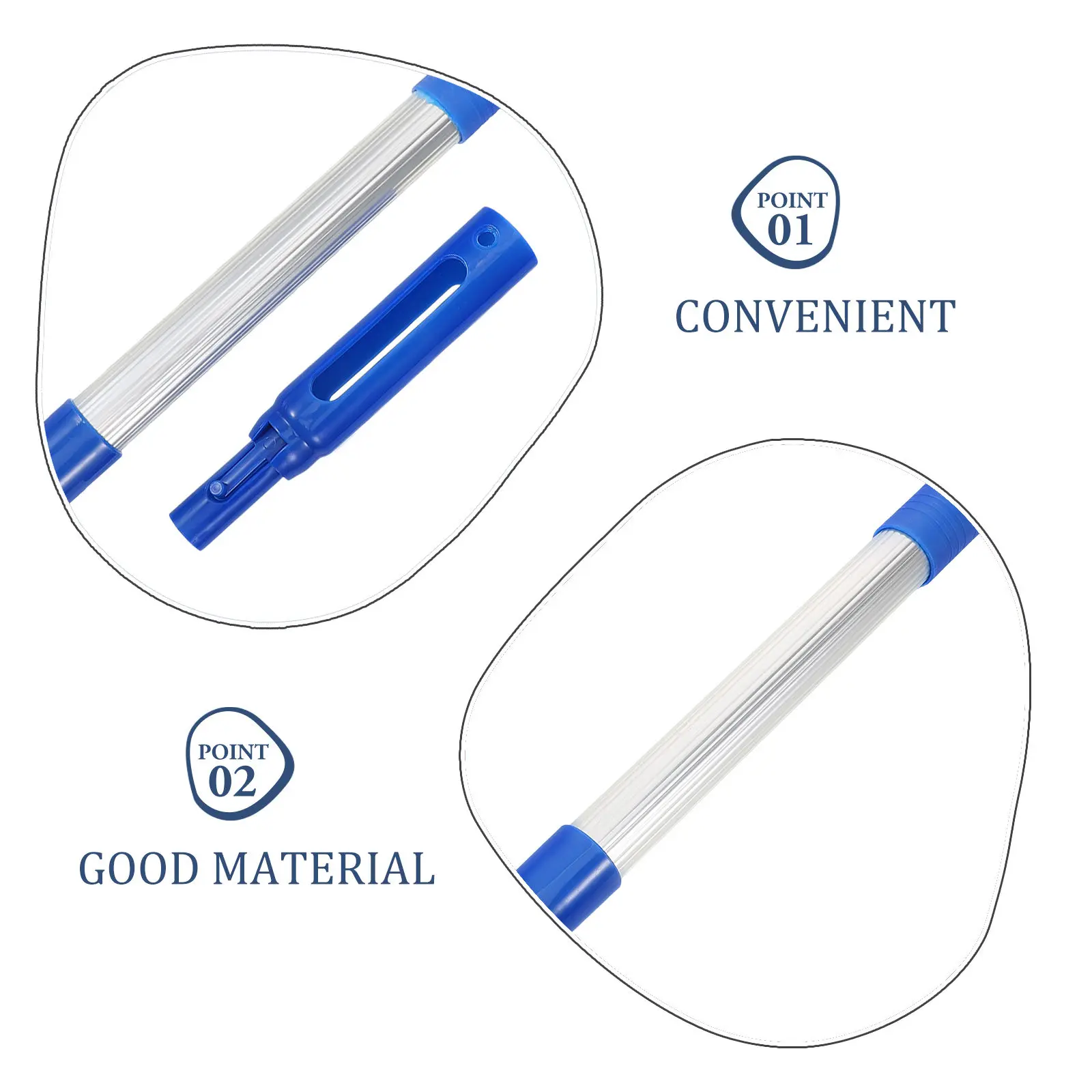 Adjustable Telescopic Pool Skimmer Pole Heavy-Duty Aluminum Plastic Construction -Wrapped End for Pool Net Fishing