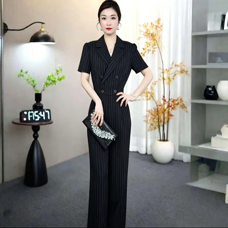 

Business Casual One-Piece Pantsuit Women's Slim Fit Long Pants High Waist Polyester Fiber Summer New Arrival D6679