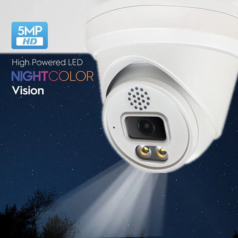 مذهلة 8MP كامل اللون IP POE برج كاميرا التصوير الملون 24/7 المدمج في اتجاهين الصوت SD فتحة للبطاقات صفارة الإنذار