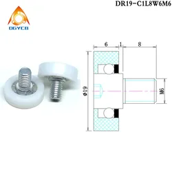 10pcs DR19 C1L8W6M6 OD 19 mm POM Bearing With M6 Bolt DRL19 C1L3W6M6 C2L8W6M6 C3L8W6M6 TOK Drawer Pulleys Replacement Wheels