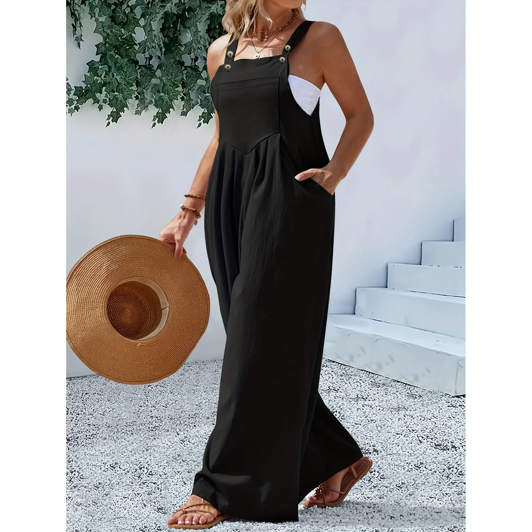 

Casual Color Women's Jumpsuit Comfortable Neutral Harlan Pants Other Material 100% Spring Season Neutral Waist Style