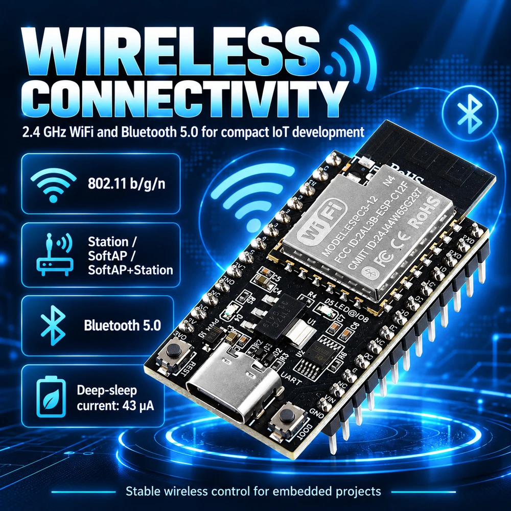 ESP32C3 Development Board Wifi BT Module RISC-V 32-Bit Single-Core ESP32-C3 N4 4MB Flash 26PIN TYPE-C Soldering