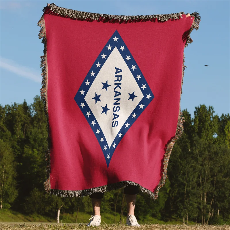 Aertemisi Arkansas United States of America Jacquard Fringed Woven Throw Blanket