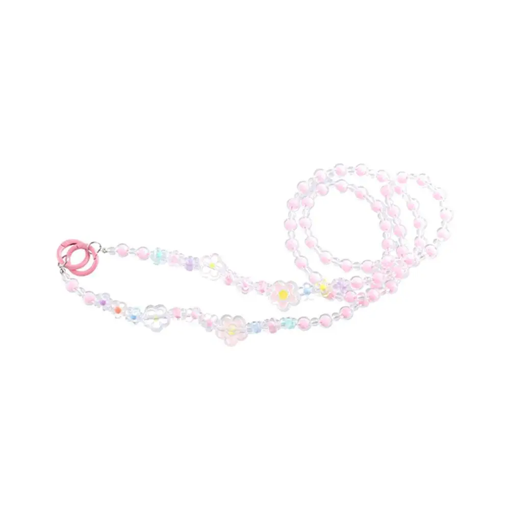 

Flower Beaded Flower Crossbody Lanyard Anti-Lost Beaded Crossbody Flower Cellphone Strap Candy Color Crossbody