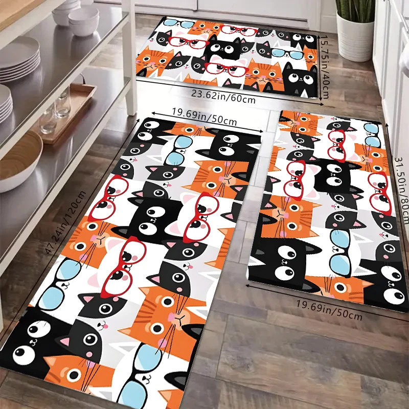 

Adorable Cat Pattern Kitchen Carpet Washable Floor Mat for Kitchen Bedroom Bathroom Decorative Home Textile