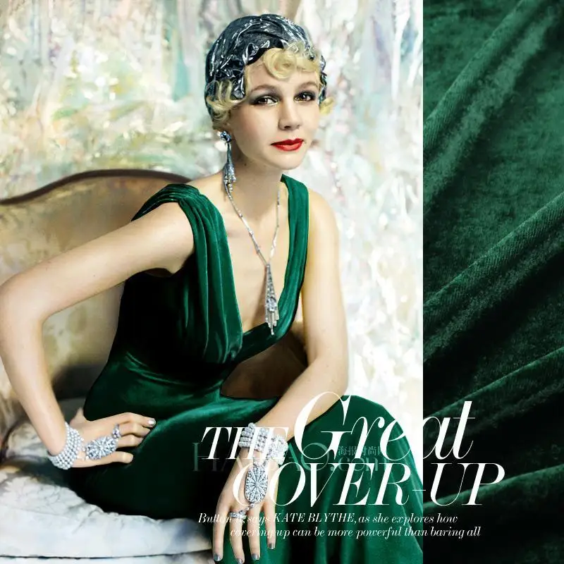 

Африканская бархатная ткань из 100% тутового шелка, высокое качество, черновато-зеленая толстая ткань из чистого шелка для женщин, платье, юбка, ткань метр