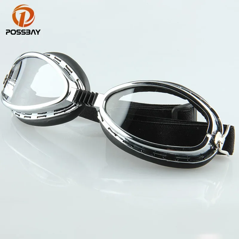 Occhiali da moto occhiali da pilota sportivi retrò Vintage occhiali da casco da motoslitta antipolvere anti-uv per Harley Cafe Racer