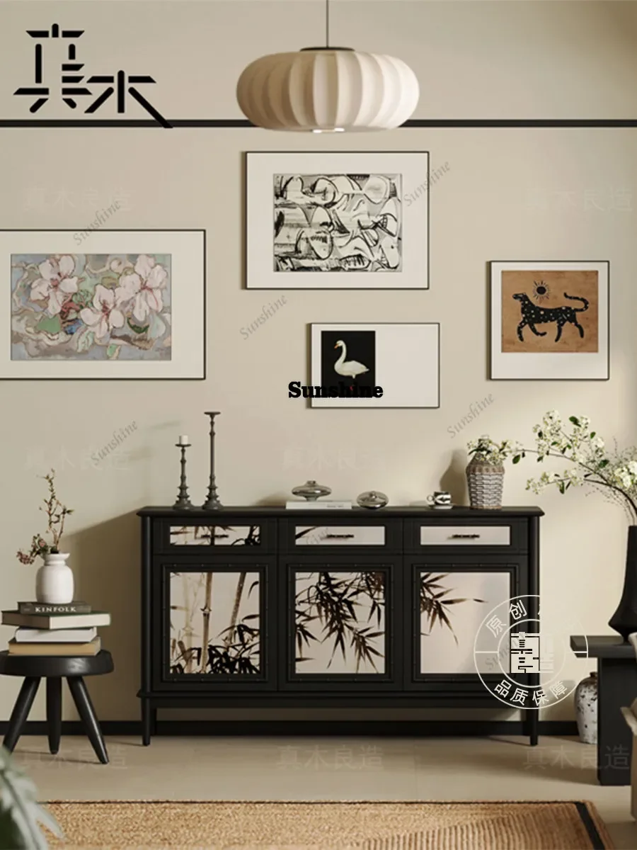 

Solid wood side cabinet French retro style dining side bucket cabinet FT