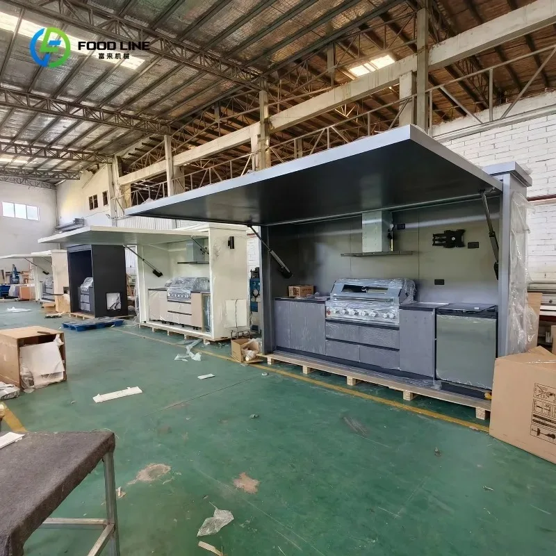 

Custom Modular Outdoor Kitchen Pods BBQ Grill BBQ Pod Stylish Cooking Cabin with Electrical Water System for Catering Business