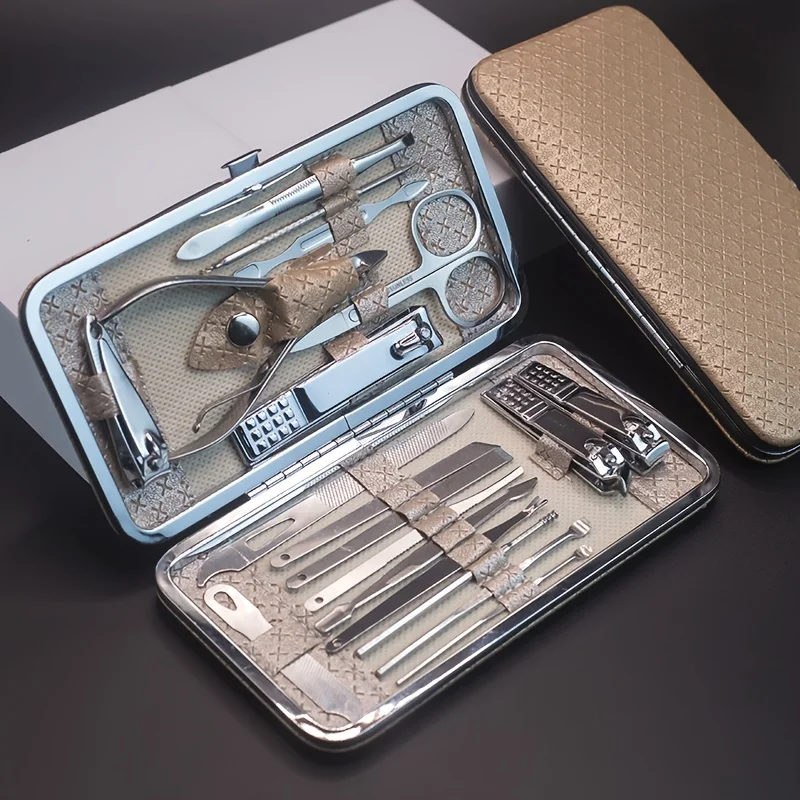19pcs/set Manicure and Pedicure Tool Set with Storage Box Portable Foot Care Set, Suitable for Women Men Travel Home Salon Gifts