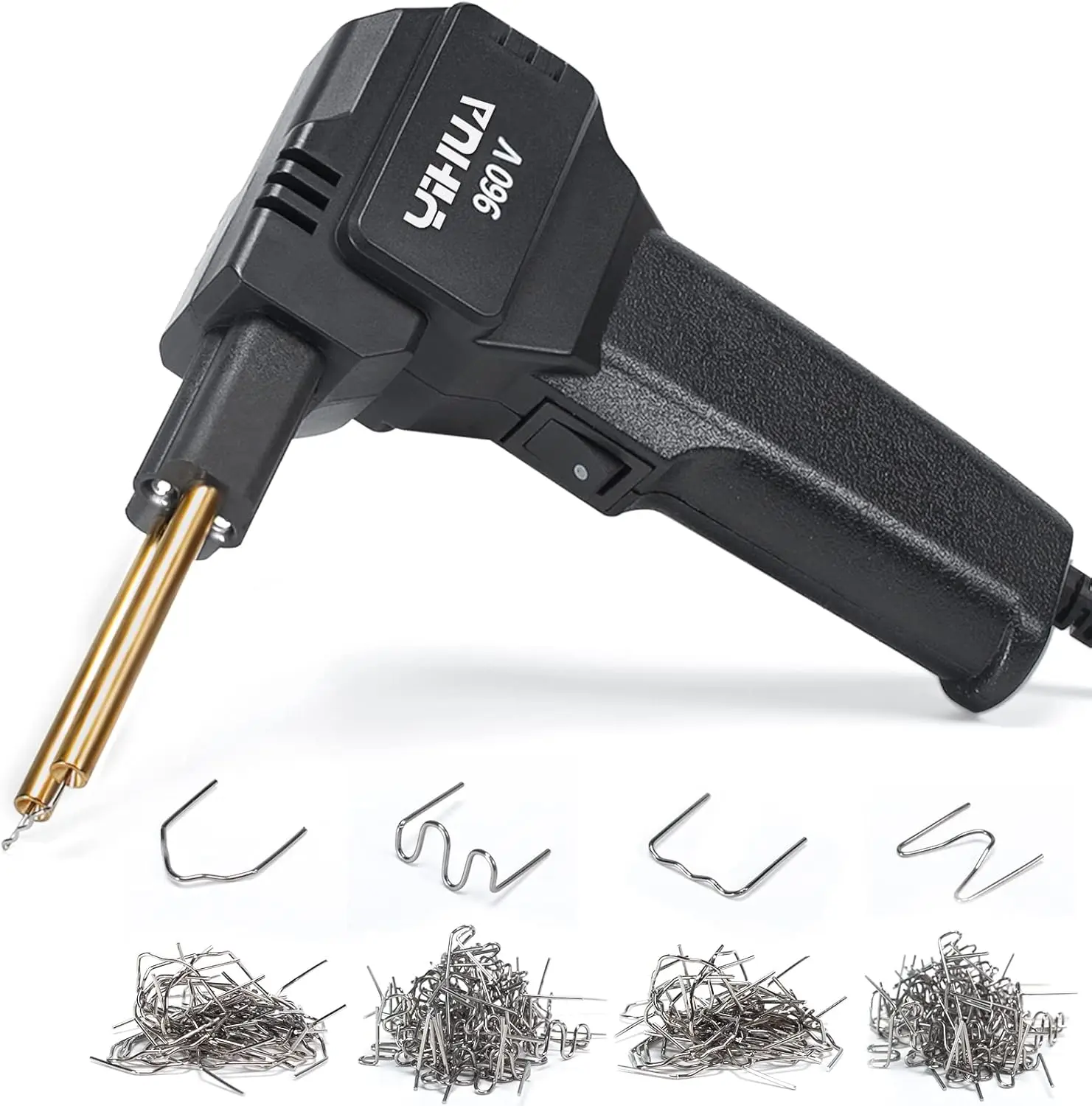 

960-V Portable Plastic Welding Kit with LED Light, 200 Hot Staples, Cutter for Car Bumper & Plastic Repair