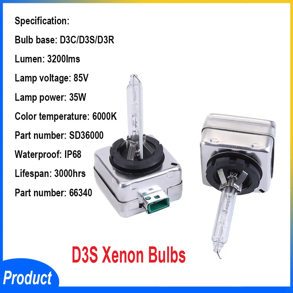 

2 шт. 6000K 35 Вт 85 В D3S ксеноновая лампа HID лампы для фар D3S ксеноновая фара супер легкая IP68 водонепроницаемая замена