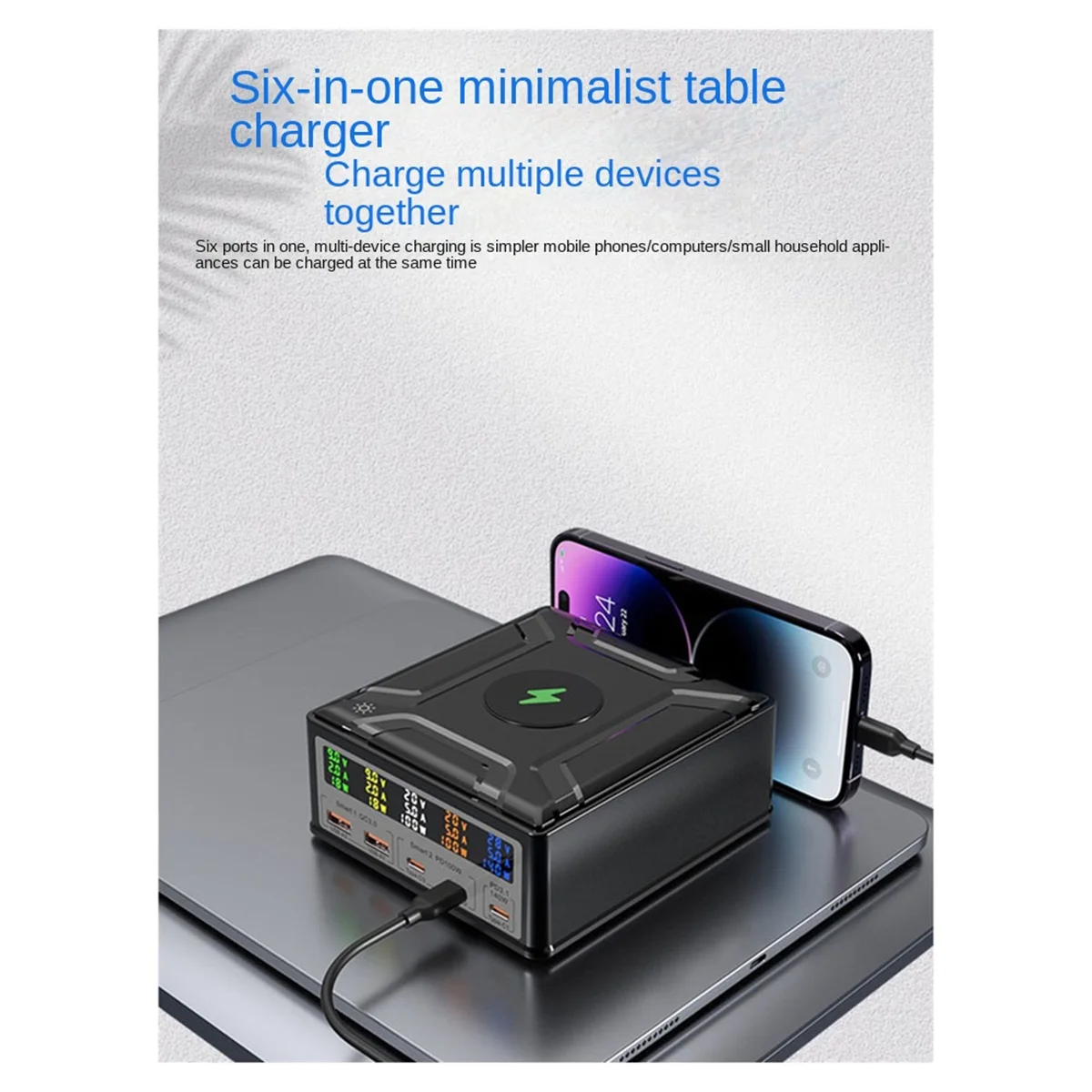 Sust-a260W USB C GaN chargeur sans fil PD3.1 QC3.0 chargeur rapide PPS 5 ports charge rapide pour MacBook Pro iPhone EU