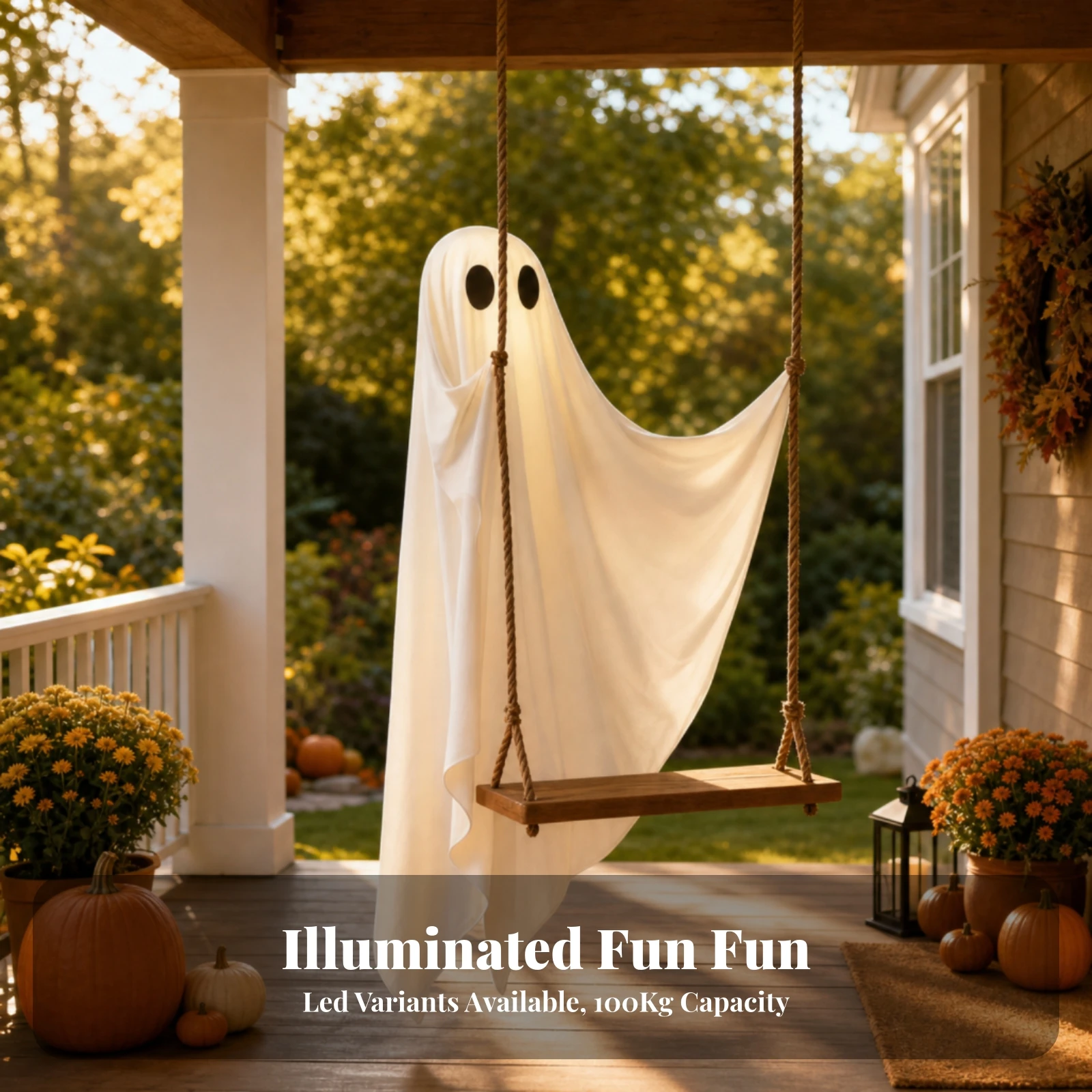 Hanging Ghost Swing Grande Ghost Swing Fantasma Con Altalena Halloween Decorazione Sospesa a Forma Di Fantasma Alto for Families