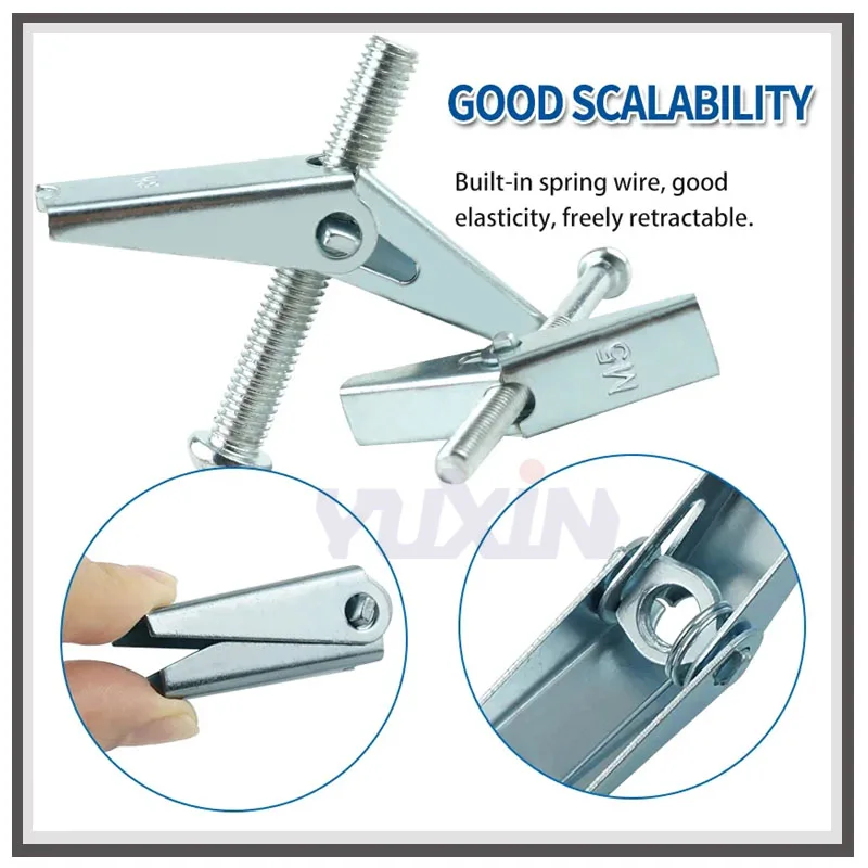 Plasterboard Hollow Wall Cavity Wall Fix Spring Wing Toggle Anchor Bolt With Screw/Primavera Asa Alternar/Wing muelle articulado