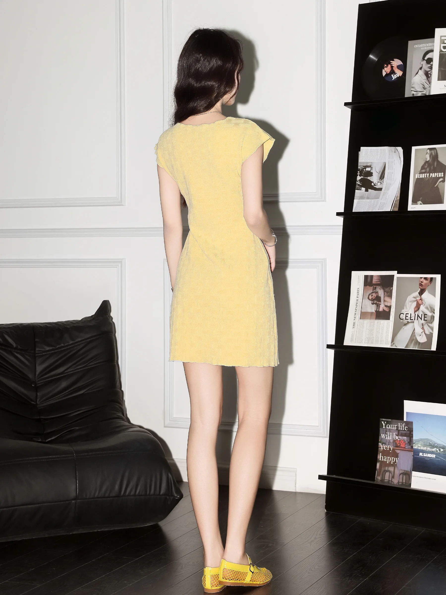 La Chapelle Yellow Svel Dr Women's Faion Slim Fit صيف جديد وصول Dr Ele Sensation Small ence #5