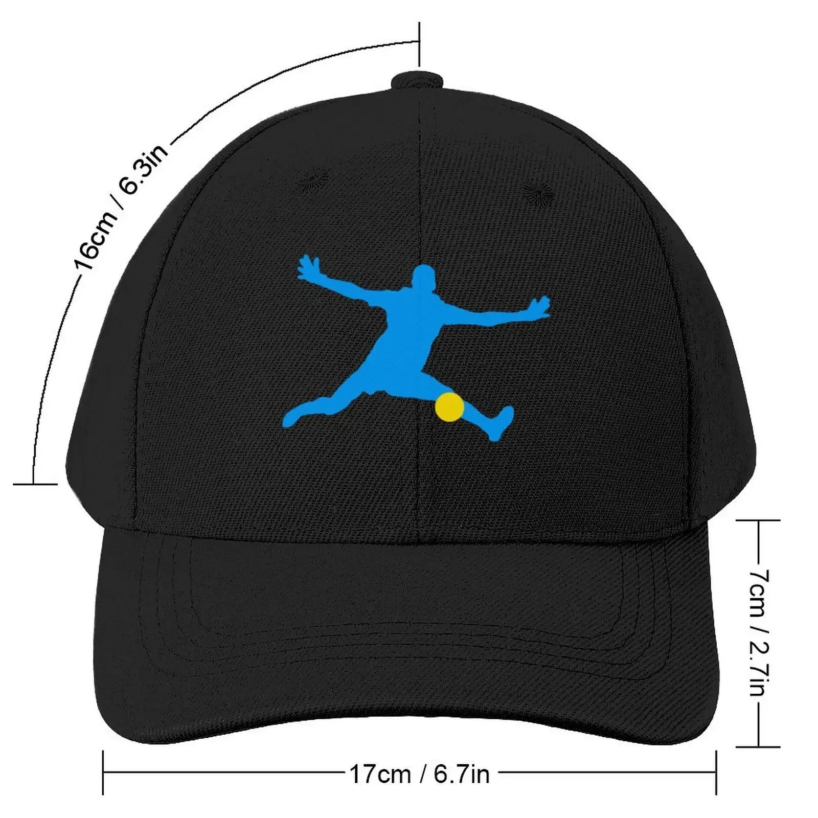 Goalie Silhuette / Silueta Arquero (Blue and Yellow) Baseball Cap hard hat party Hat Mens Tennis Women's