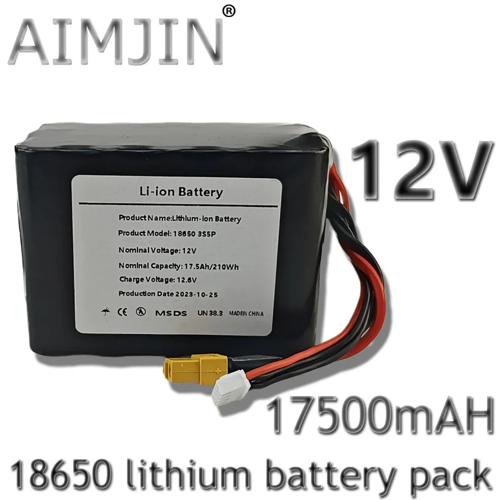 Rechargeable Li-ion Battery 3S5P 12V 17.5Ah High Capacity UAV with Connector XH2.54+XT60 Various RC Airplane Drone Quadrotor