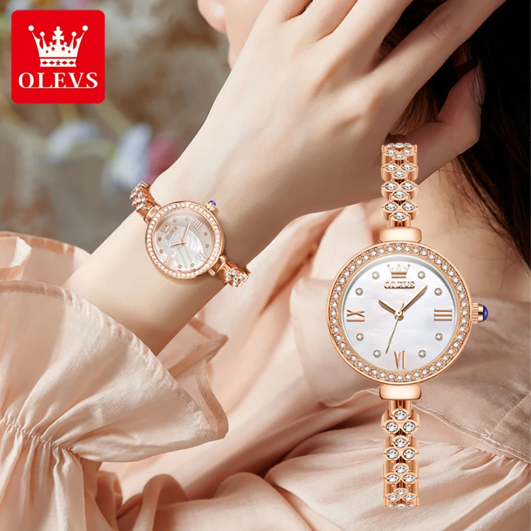 OLEVS Aço Inoxidável Luminous Quartz Watch, Moda Pulseira, Round-Dial Relógio De Pulso, Presente, 9903