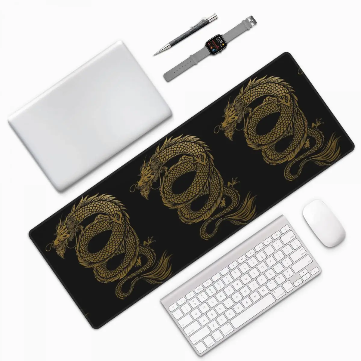 Golden Dragon Pattern Large Mouse Pad Computer Keyboard Mouse Mat Gaming PC Laptop Desk Mat Office Accessories Table Mats