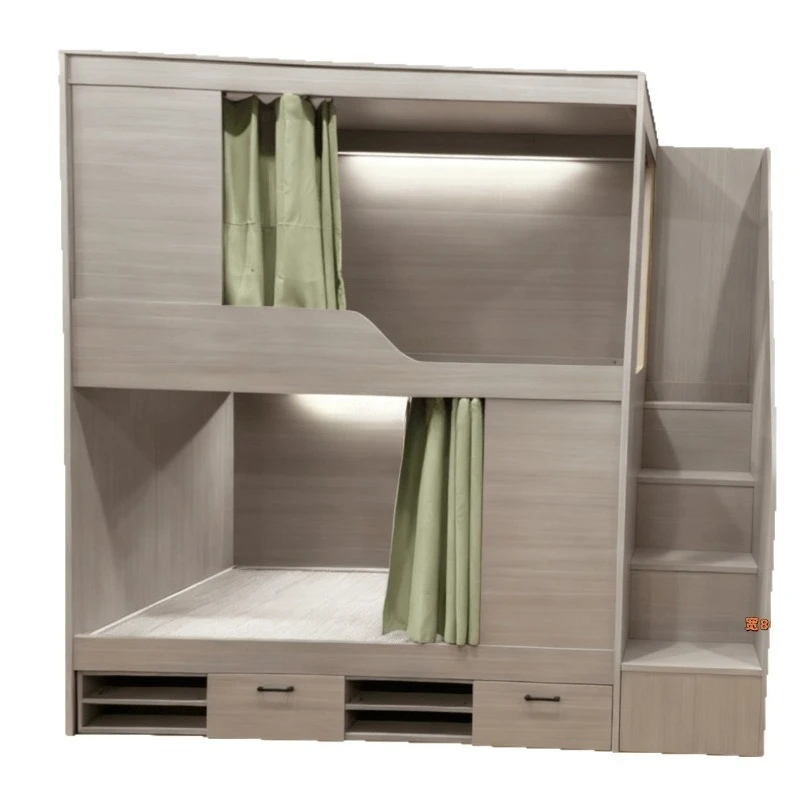 

Space capsule upper and lower beds upper and lower bunk beds Youth Hostel Homestay Apartment Solid wood bed