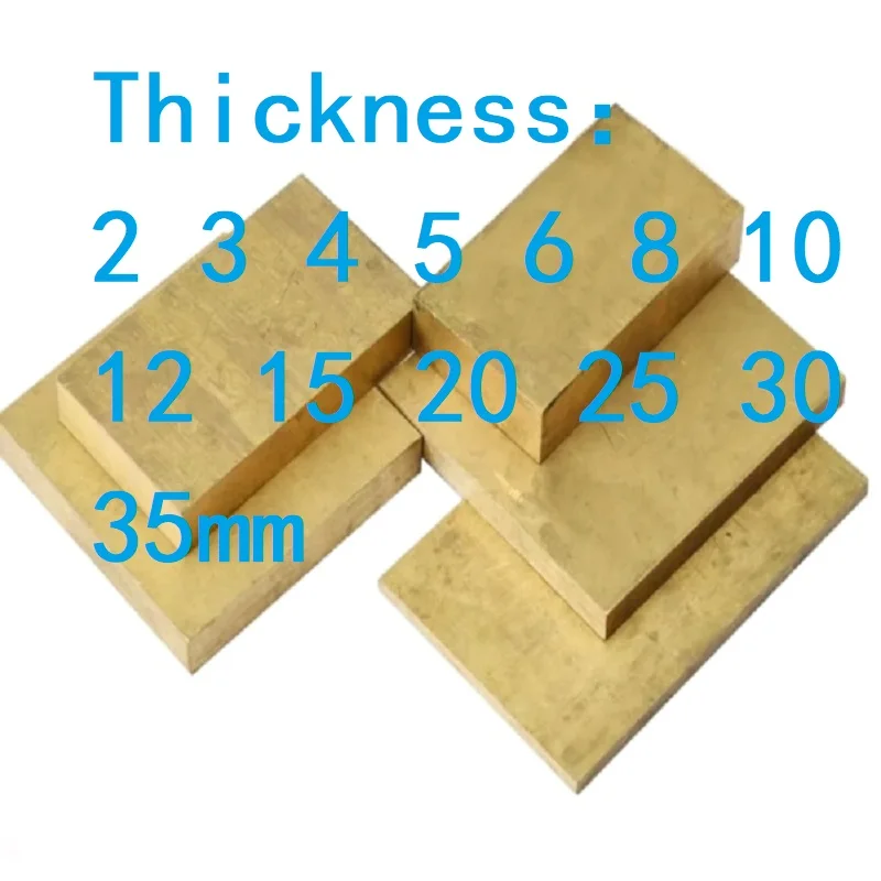 Thickness 2-20 25 30 35mm Brass Flat Bars Square Stick Rod Solid Bar Length 100 150 500mm Brass Plate CNC Metal