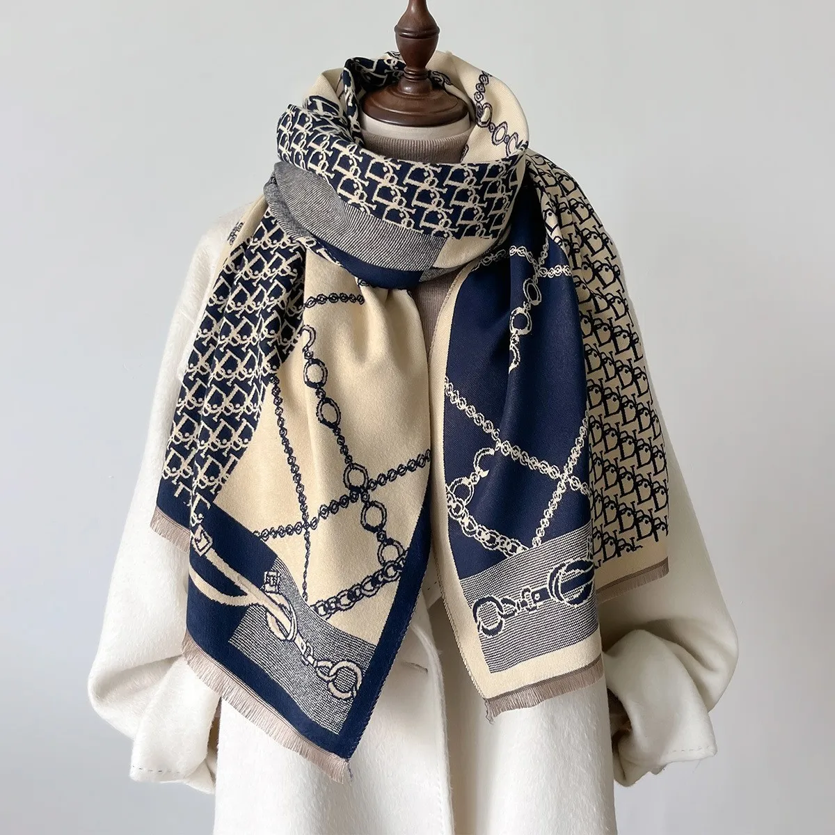 2024 New Winter Scarf, Feminine and Versatile Scarf, Double-Sided Imitation Cashmere High-End Warm Shawl Long Scarf