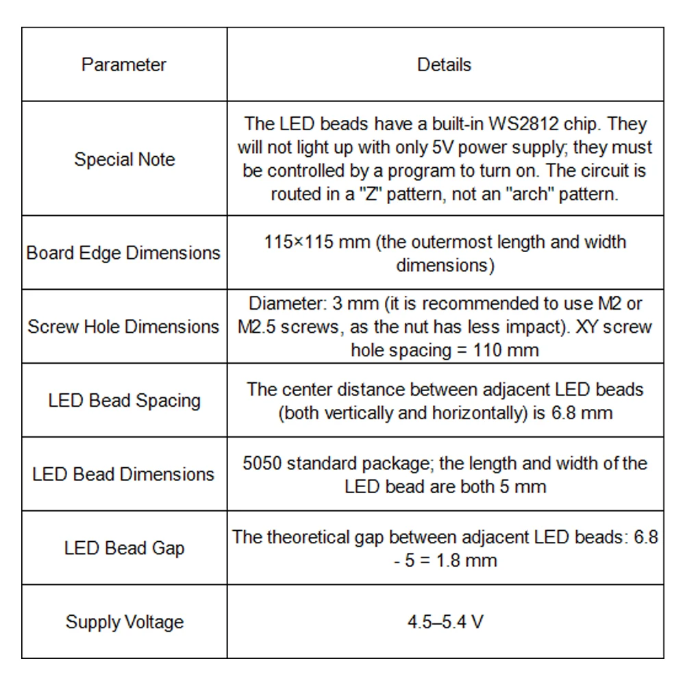 For DIY Decor Screen WS2812 LED Matrix Panel Module 16x16 256 Pixels Full Color Changing Addressable RGB Light Board DC4.5-5.4V