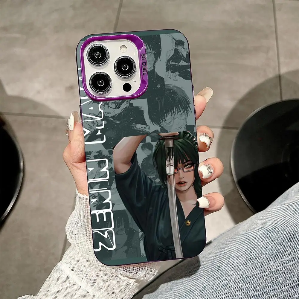 Чехол для телефона Jujutsu Kaisen Maki Zenin для iPhone 17, 16, 15, 14, 13, 12, 11 X XR XS 8 7 Pro Max Plus, полупрозрачный фиолетовый чехол, роскошный