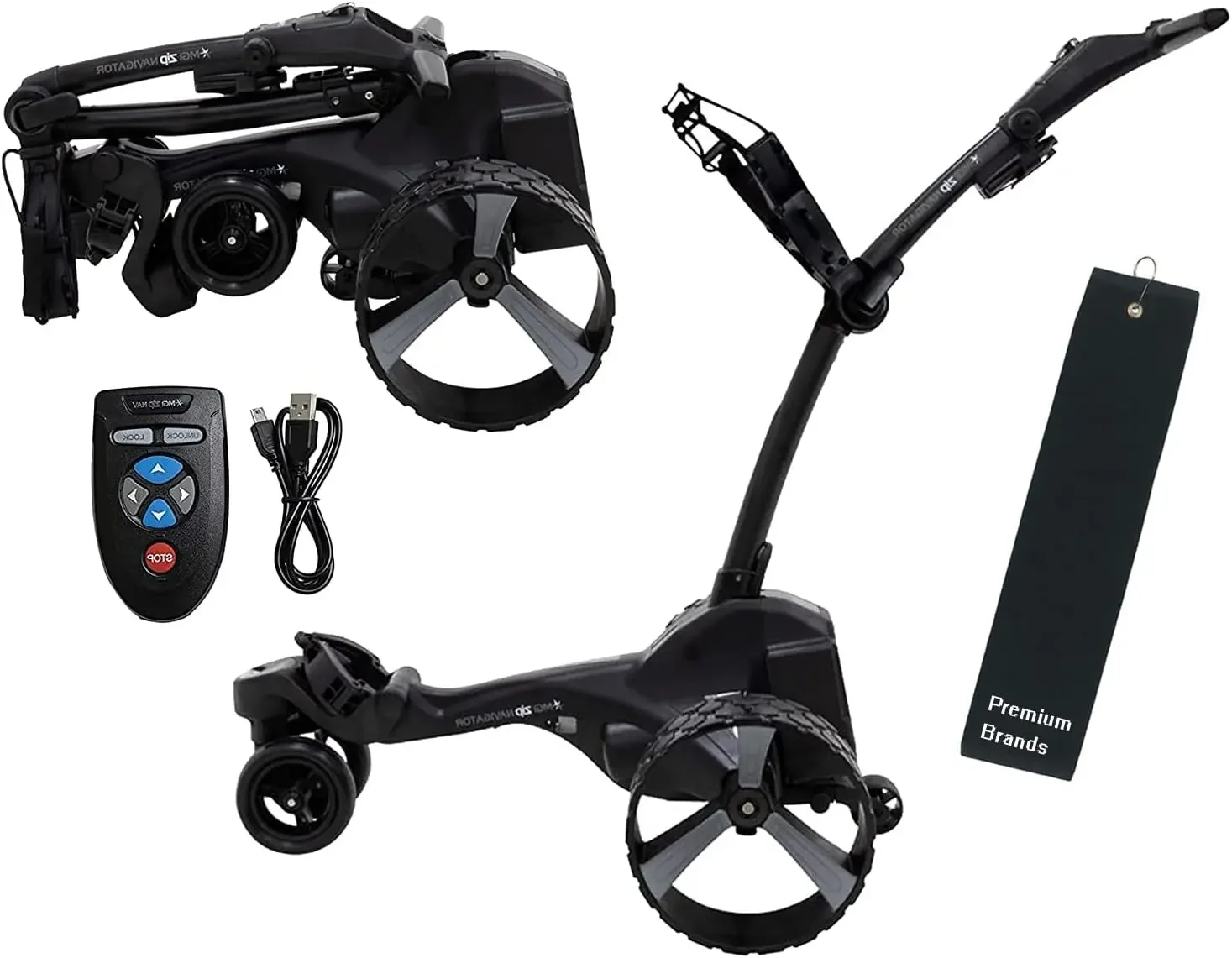 

BRAND NEW MGI Zip Navigator Remote Control Electric Golf Cart | Includes Premium Golf Towel | Drink Holder | Umbrella Holder | C