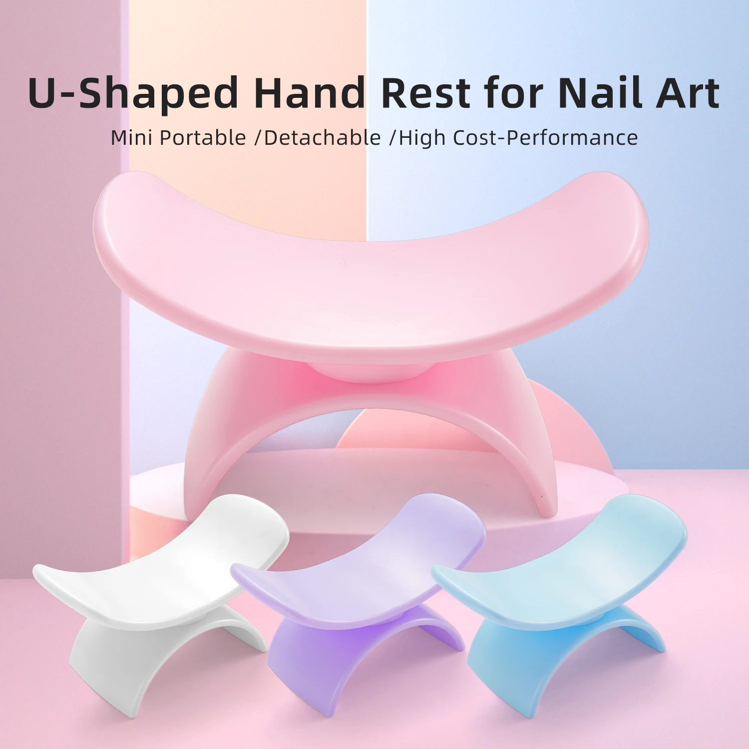 Stable U-shaped Nail Art Hand Rest Portable Removable Manicure Arm Holder Rest Pillow ABS Hand Stand For Nails Salon Nail Tools