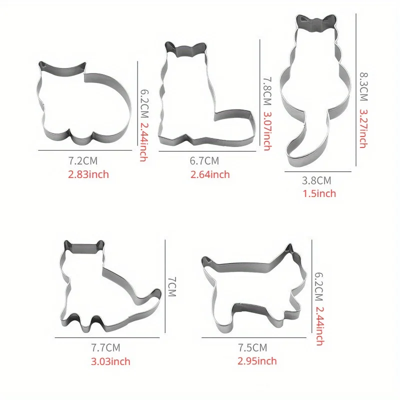 Stainless Steel Cat Cookie Mousse Mould Mold Diy Biscuit Mold Cookie Stamp Cutters Bakeware Baking Tools Cutters for Sugar Mass