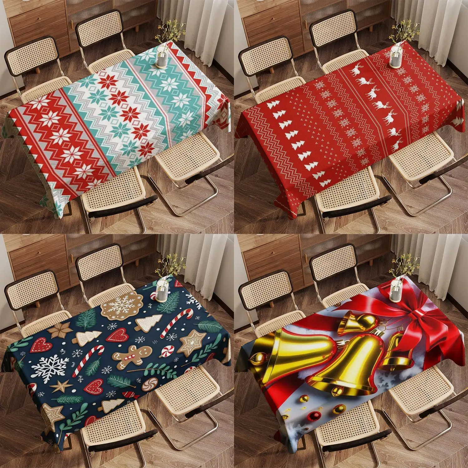 Sparkling Christmas Tablecloth Restaurant Kitchen Tablecloth Living Room Home Decoration Rectangular Party Decoration