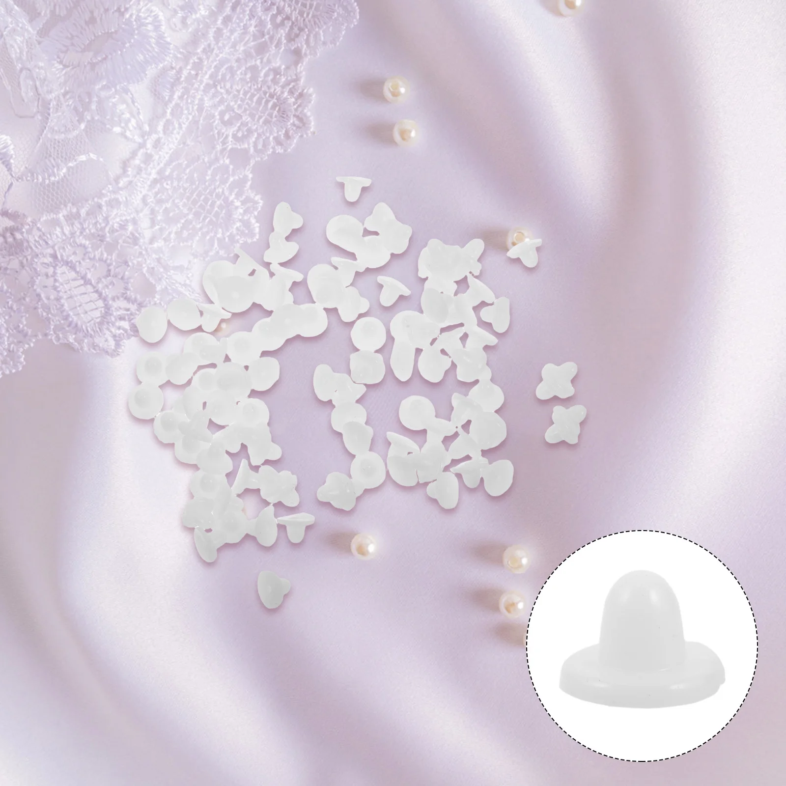 

100pcs Silicone Earring Backs 8X5Mm White Flat Disc Retainers For Women Secure Studs Safety Pads Jewelry Making Replacement Ear