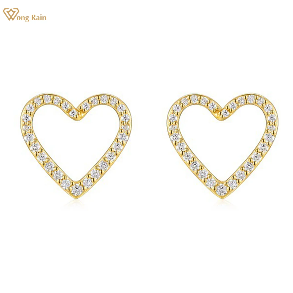 

Wong Rain Solid 925 Sterling Silver VVS1 3EX D Color Real Moissanite Diamonds Gemstone Love Heart Earrings Ear Stud Fine Jewelry
