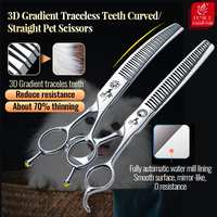 Fenice VG10 Steel 7Inch 3D Gradient Traceless Teeth Dog Grooming Pet Straight/Curved Chunker Scissors Bearing Screws 70% Rate