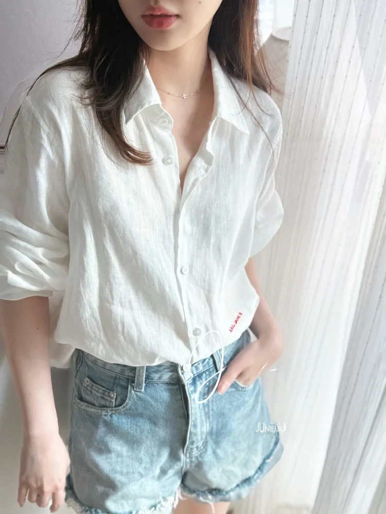 

Красная женская льняная куртка с вышивкой в парижском стиле, свободного кроя, классическая, прямого силуэта, в французском стиле