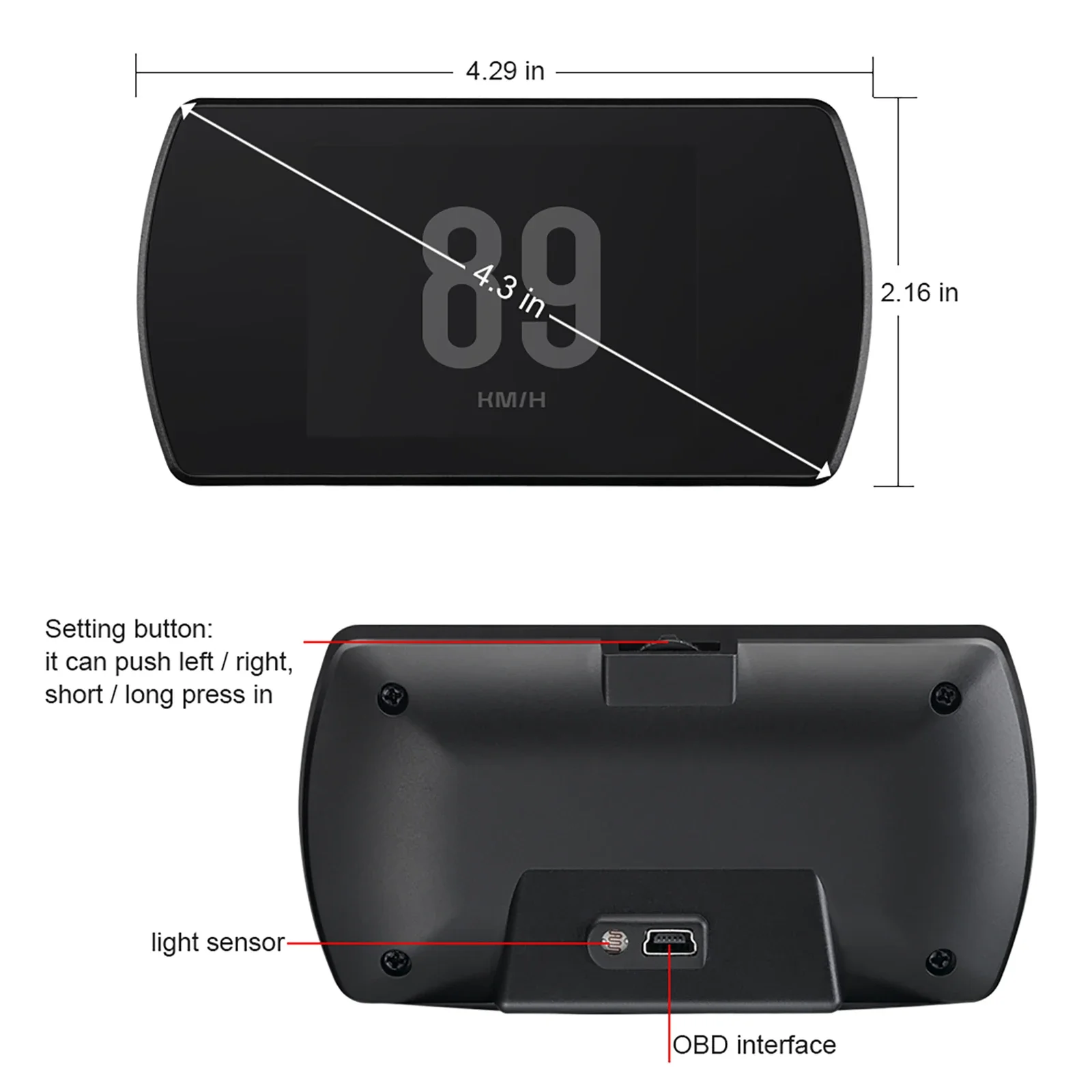 P12S OBD2 affichage tête haute compteur numérique intelligent compteur de vitesse de voiture Tacho RPM Turbo Boost pression température de l'eau température de l'huile EXT voltmètre